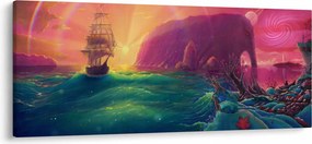 Kép - Olajfestmény, Vitorlázás egy fantasztikus birodalomba (120x50 cm)
