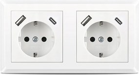 250V 16A Fehér Aljzat Dupla Aljzat Usb Töltővel A+c