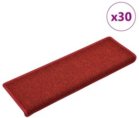 30 db lépcsőszőnyeg 65 x 21 x 4 cm bordó téglalap alakú széllel