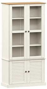 VIGO fehér üvegvitrines tömör fenyőszekrény 85x35x170 cm