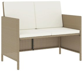 6 részes bézs polyrattan kerti étkezőgarnitúra párnákkal