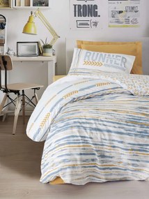 Dashon Ranforce egyszemélyes ágyneműhuzat garnitúra feszített lepedővel 100 × 200+30 cm, sárga