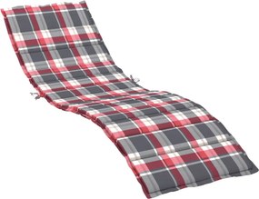 vidaXL piros kockás oxford szövet napozóágy párna 200 x 50 x 3 cm