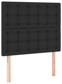 fekete műbőr rugós ágy matraccal 80 x 200 cm