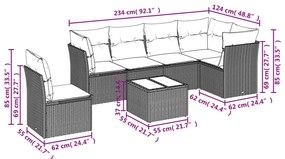 7 részes bézs polyrattan kerti ülőgarnitúra párnákkal