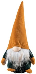 Karácsonyi Dekoráció, Bársony Gnome elf LED-ekkel, Sárga, Világító Orral H-26cm