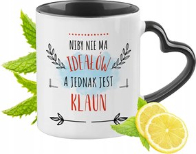 Bohóc Bögre Fekete Szív Alakú Füllel Ajándék Nyomtatott