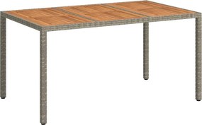 vidaXL Kerti Asztal Szürke 150 x 90 x 75 cm polirattan