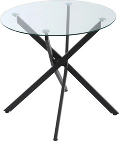 HOMCOM Kerek Étkezőasztal 4 Fő Részére, Kerek Tippantóasztal Keresztlábakkal, Edzett Üveg Asztallap, Étkezőbe, Konyhába, Ø80 x 75 cm, Modern Dizájn, F