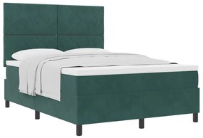 Boxspring Ágy Matraccal Sötétzöld 140x200 cm Bársonyos