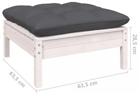 kétszemélyes fehér tömör fenyőfa kerti kanapé párnákkal