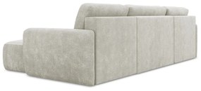 Krémszínű zsenília kinyitható-tárolóhelyes sarokkanapé (U alakú) Lilo – Makamii