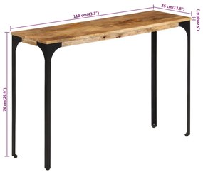 barna tömör mangófa és vas konzolasztal 110 x 35 x 76 cm