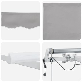 Automatikus behúzható napellenző LED világítással Világosszürke 450x300 cm