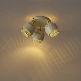 Modern mennyezeti spotlámpa bézs színben, arany színnel, 3 lámpás, forgatható és dönthető - Kora