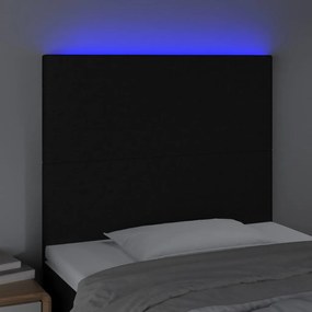 fekete szövet LED-es fejtámla 90x5x118/128 cm