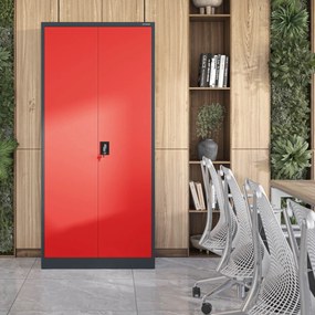 Fém iratszekrény JAN H, 900 x 1950 x 400 mm, antracit-piros