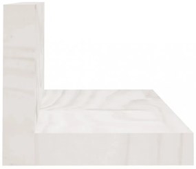 2 db fehér tömör fenyőfa falipolc 50 x 11 x 9 cm