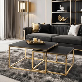 Zestaw Stolików Ceramicznych TENOR Czarny márvány/ Złoty