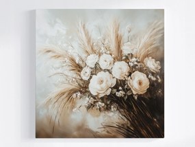 Poszter Csokor Fű Bazsarózsa Rózsa Kompozíció Boho 80x80