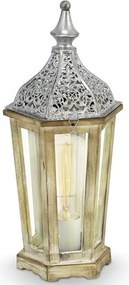 Lámpa Éjjeli Asztali Lámpa Fém/Fa/Üveg E27 Melinera 39,5x13x7,5cm