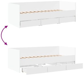 fehér kanapéágy fiókkal matrac nélkül 90x190 cm