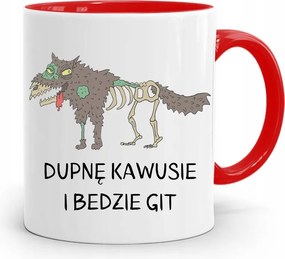 Piros Állatorvos Bögre Kávé És Git nyomott mintával