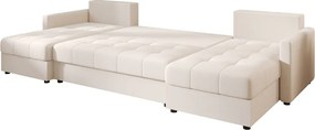 AKCIÓ Kihúzható U alakú VENORIA ülőgarnitúra 285x146 cm, krém színű + 2 párna INGYEN II. osztály