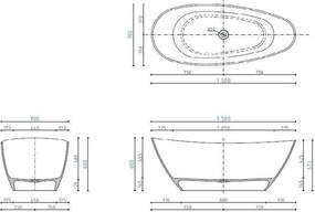 AREZZO design PALMYRA öntöttmárvány szabadonálló kád, fényes fehér