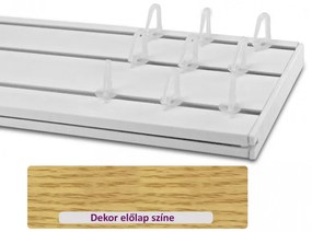 Világos tölgy 45 mm-es előlapos háromsoros műanyag mennyezeti sínes karnis 350 cm-es szett