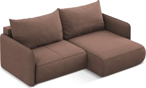 Rózsaszín kinyitható-tárolóhelyes sarokkanapé (jobb oldali) Nanea – Makamii