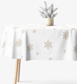 Goldea ovális pamut terítő - hópelyhek fehéren 140 x 180 cm