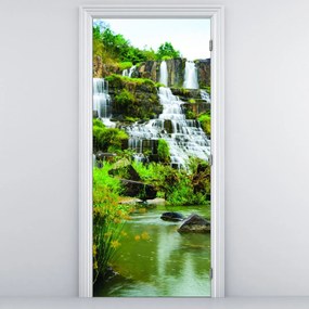 Fotótapéta ajtóra - Vízesések növényzettel (95x205cm)