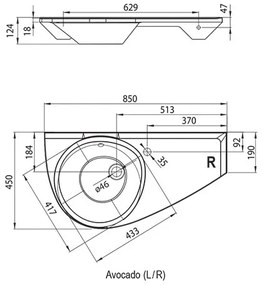 Ravak XJ1L1100000 - Függesztett mosdó AVOCADO 85x45 cm öntött márvány/fehér