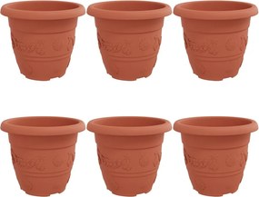 vidaXL Kerek Virágcserép 6 pcs Tégla Vörös Ø 26 x 21,5 cm Műanyag