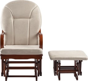 Hintaszék lábtartóval, dió/bézs, TALMAN