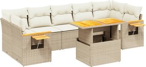 vidaXL 8 részes bézs polyrattan kerti ülőgarnitúra párnával