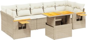 vidaXL 8 részes bézs polyrattan kerti ülőgarnitúra párnával