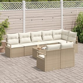 9 részes kerti kanapészett párnákkal Barna Poly Rattan