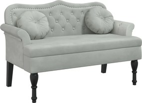 vidaXL világosszürke bársony pad párnákkal 120,5 x 65 x 75 cm