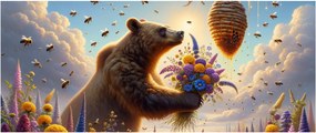 Kép - Medve és méhek (120x50 cm)