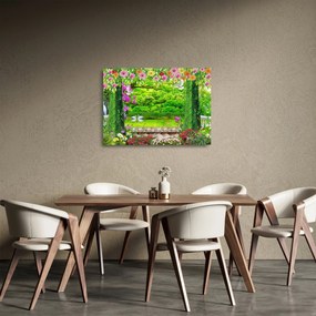 Kép - Varázslatos kert hattyúkkal (üvegen) (70x50 cm)