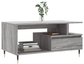Szürke sonoma szerelt fa dohányzóasztal 90x49x45 cm