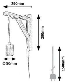 Rabalux 71028 - UBUL fali lámpa 1xE27/60W/230V bükk