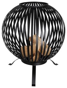 Fém tűzrakó gömb állvánnyal, fekete, 59 cm átmérőjű