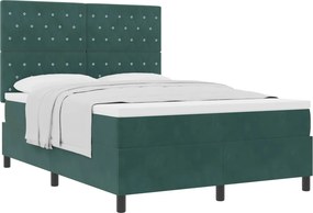 vidaXL Boxrugós ágy matracmal Sötétzöld 140 x 190 cm szövet