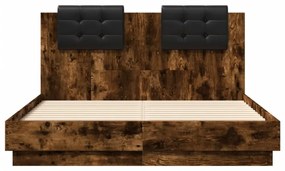 füstös tölgy színű ágykeret fejtámlával és LED-ekkel 120x190 cm