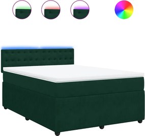 vidaXL sötétzöld bársony rugós ágy matraccal 140x200 cm