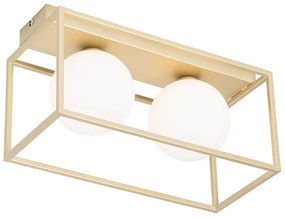 Design mennyezeti lámpa arany fehér üveggel 2 lámpás - Aniek