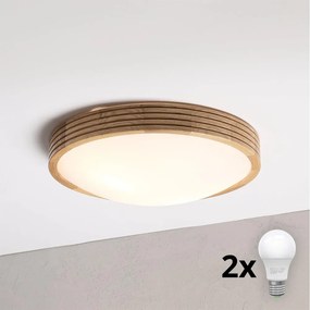 Brilagi - LED mennyezeti lámpa CARVALHO MODERN SLIM 2xE27/60W/230V, átmérő 37,5 cm, tölgy